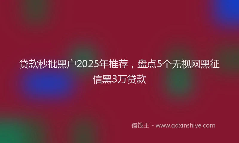 贷款秒批黑户2025年推荐，盘点5个无视网黑征信黑3万贷款