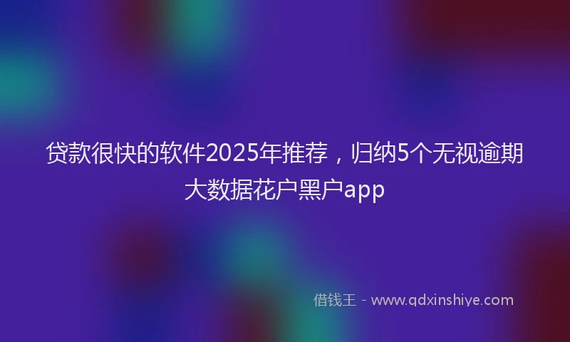 贷款很快的软件2025年推荐，归纳5个无视逾期大数据花户黑户app