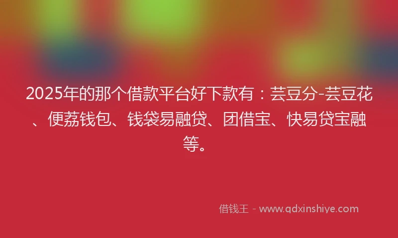 2025年的那个借款平台好下款有：芸豆分-芸豆花、便荔钱包、钱袋易融贷、团借宝、快易贷宝融等。