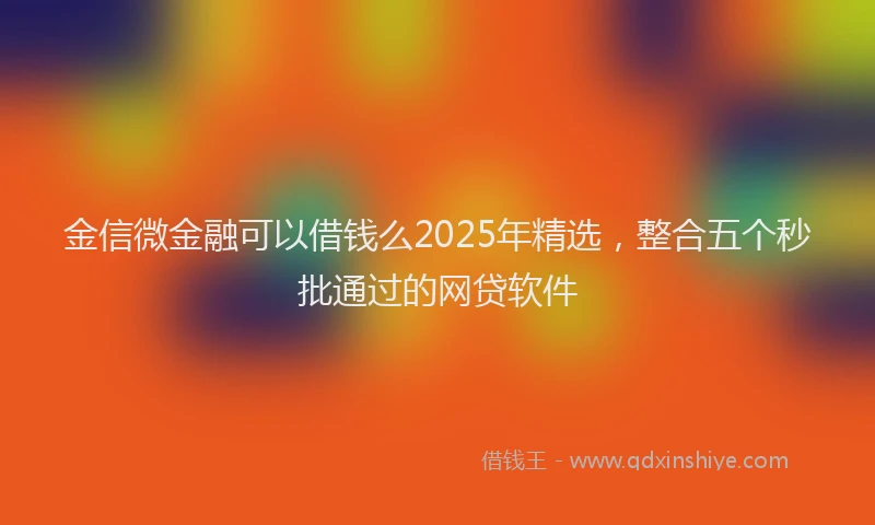 金信微金融可以借钱么2025年精选，整合五个秒批通过的网贷软件