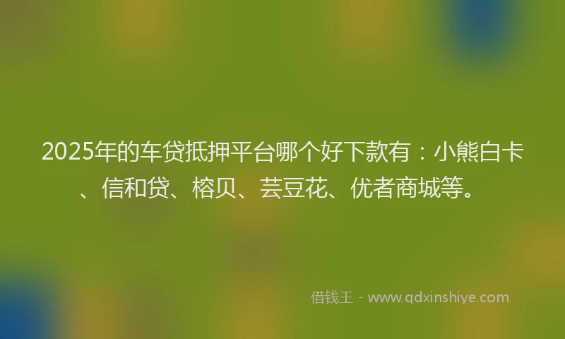 2025年的车贷抵押平台哪个好下款有：小熊白卡、信和贷、榕贝、芸豆花、优者商城等。