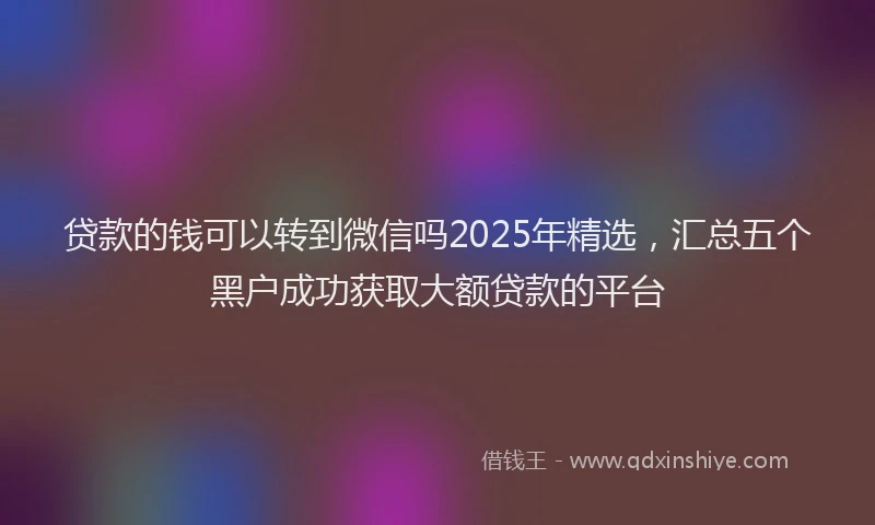 贷款的钱可以转到微信吗2025年精选，汇总五个黑户成功获取大额贷款的平台