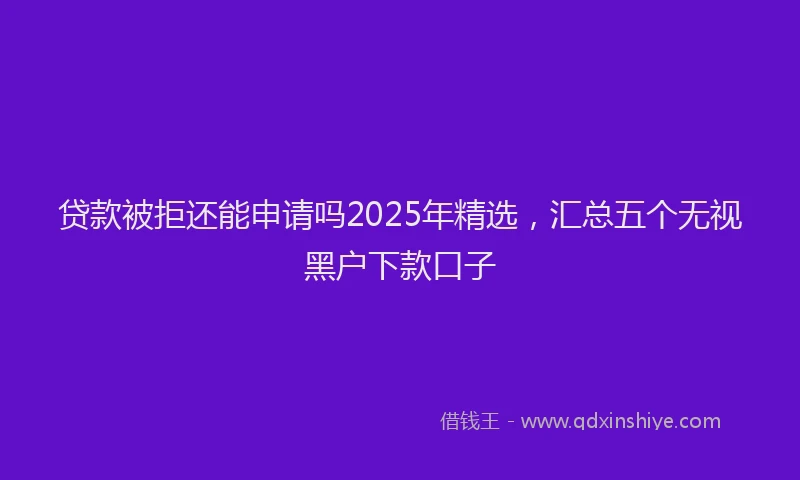 贷款被拒还能申请吗2025年精选，汇总五个无视黑户下款口子
