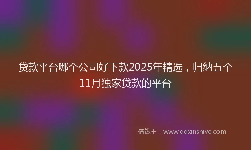 贷款平台哪个公司好下款2025年精选，归纳五个11月独家贷款的平台