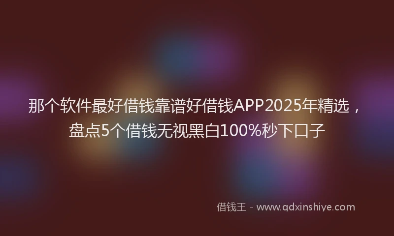那个软件最好借钱靠谱好借钱APP2025年精选，盘点5个借钱无视黑白100%秒下口子