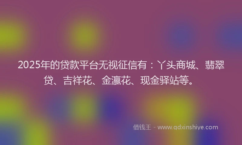 2025年的贷款平台无视征信有：丫头商城、翡翠贷、吉祥花、金瀛花、现金驿站等。
