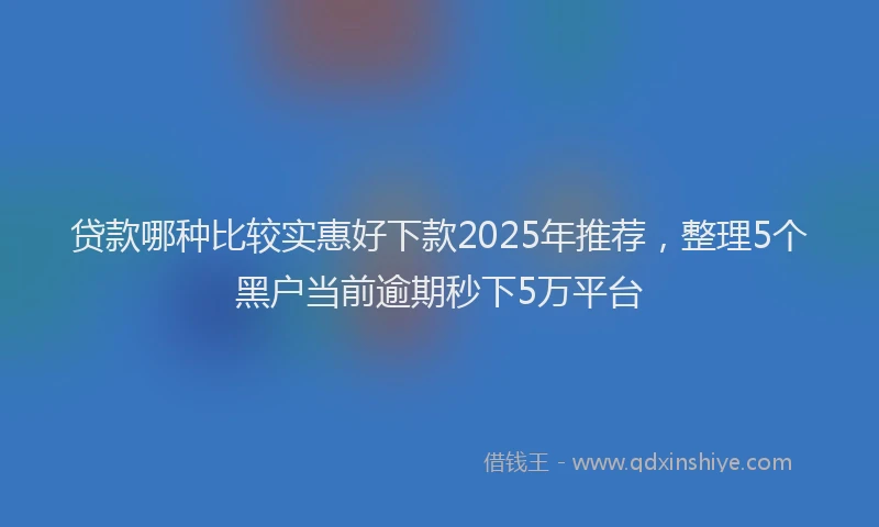 贷款哪种比较实惠好下款2025年推荐，整理5个黑户当前逾期秒下5万平台
