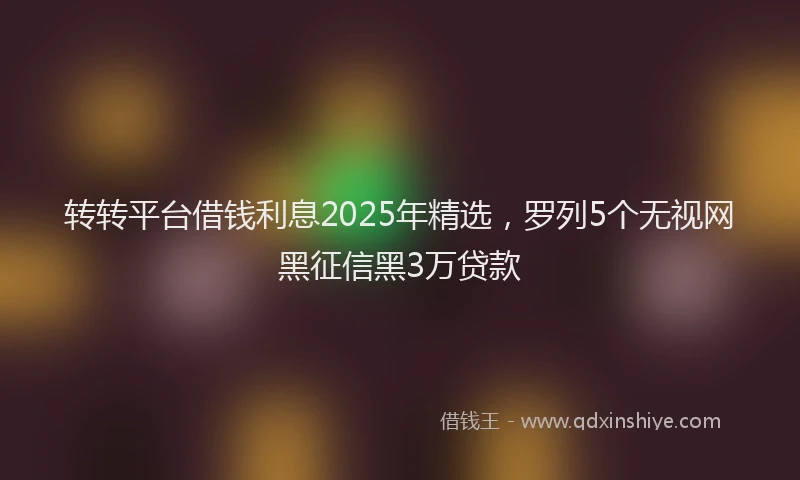 转转平台借钱利息2025年精选，罗列5个无视网黑征信黑3万贷款