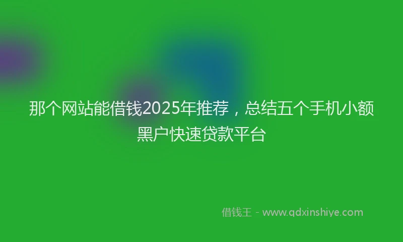 那个网站能借钱2025年推荐，总结五个手机小额黑户快速贷款平台