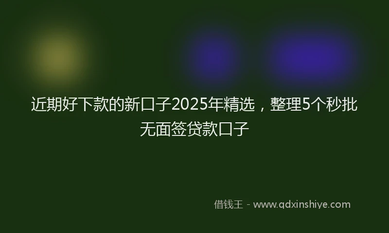 近期好下款的新口子2025年精选，整理5个秒批无面签贷款口子