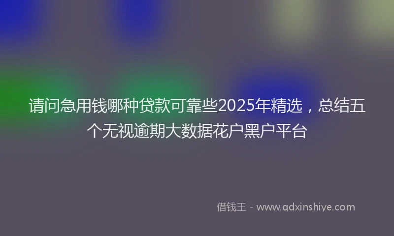 请问急用钱哪种贷款可靠些2025年精选，总结五个无视逾期大数据花户黑户平台