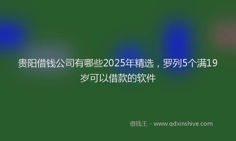 贵阳借钱公司有哪些2025年精选，罗列5个满19岁可以借款的软件