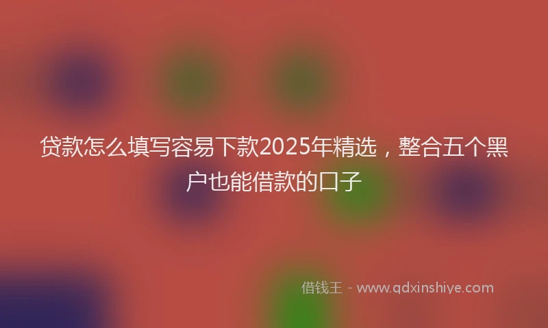 贷款怎么填写容易下款2025年精选，整合五个黑户也能借款的口子