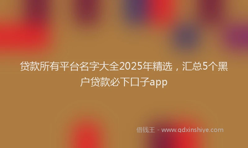 贷款所有平台名字大全2025年精选，汇总5个黑户贷款必下口子app