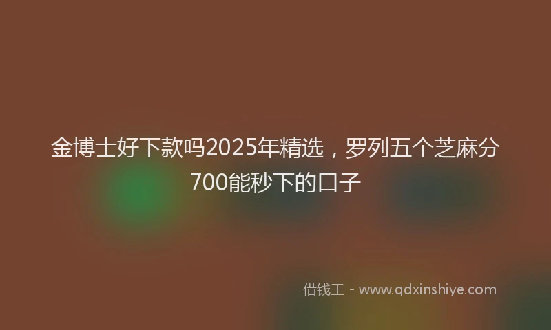 金博士好下款吗2025年精选，罗列五个芝麻分700能秒下的口子