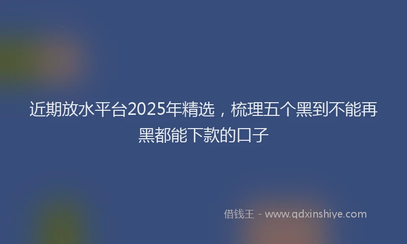 近期放水平台2025年精选，梳理五个黑到不能再黑都能下款的口子