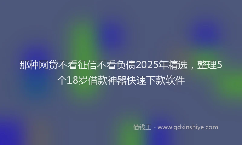 那种网贷不看征信不看负债2025年精选，整理5个18岁借款神器快速下款软件