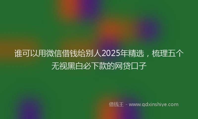 谁可以用微信借钱给别人2025年精选，梳理五个无视黑白必下款的网贷口子