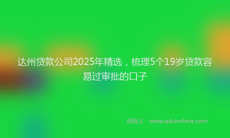 达州贷款公司2025年精选，梳理5个19岁贷款容易过审批的口子