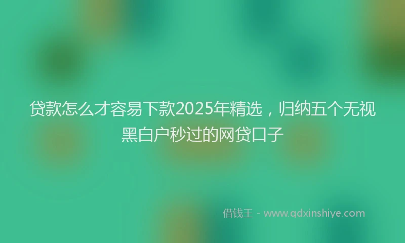 贷款怎么才容易下款2025年精选，归纳五个无视黑白户秒过的网贷口子