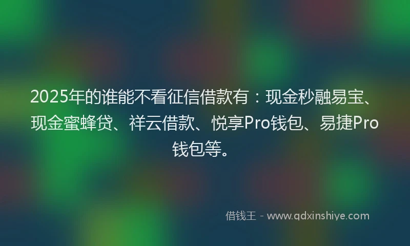 2025年的谁能不看征信借款有：现金秒融易宝、现金蜜蜂贷、祥云借款、悦享Pro钱包、易捷Pro钱包等。