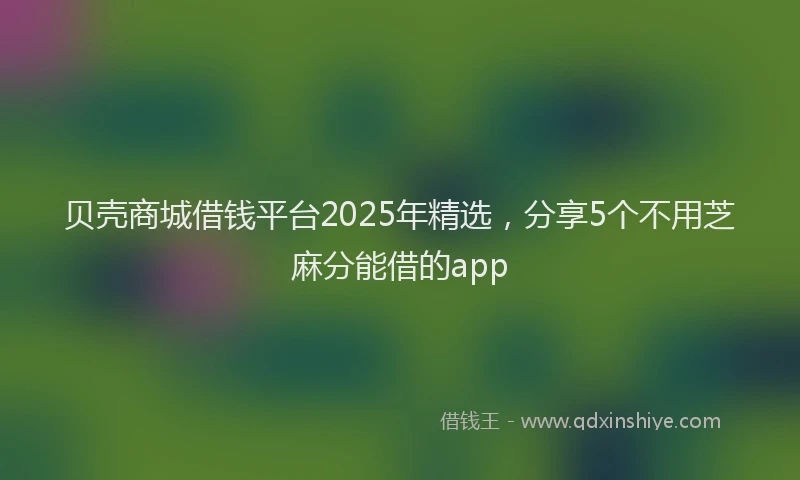 贝壳商城借钱平台2025年精选，分享5个不用芝麻分能借的app