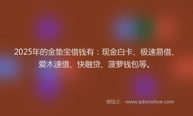 2025年的金垫宝借钱有：现金白卡、极速易借、爱木速借、快融贷、菠萝钱包等。