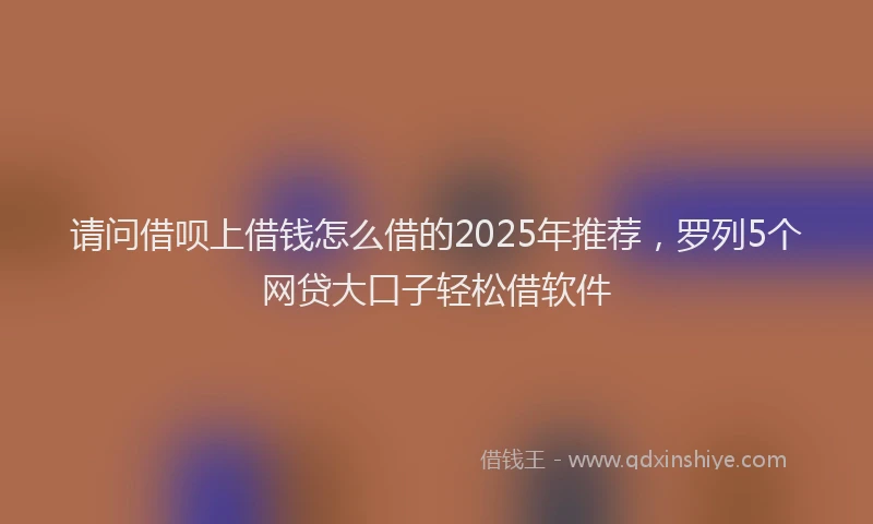 请问借呗上借钱怎么借的2025年推荐，罗列5个网贷大口子轻松借软件