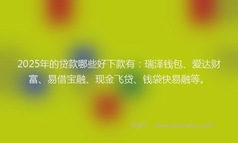 2025年的贷款哪些好下款有：瑞泽钱包、爱达财富、易借宝融、现金飞贷、钱袋快易融等。