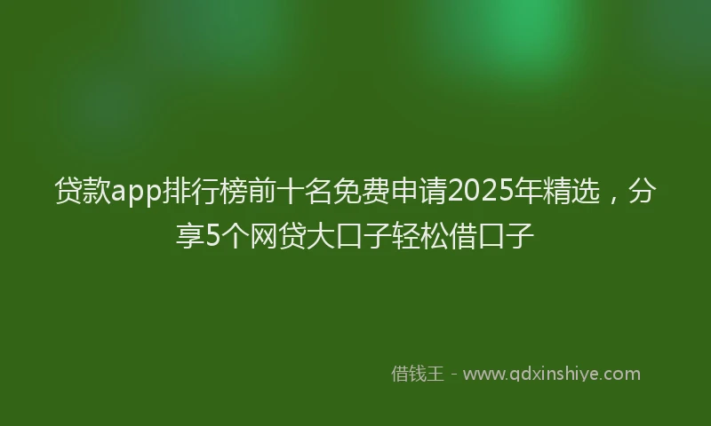 贷款app排行榜前十名免费申请2025年精选，分享5个网贷大口子轻松借口子
