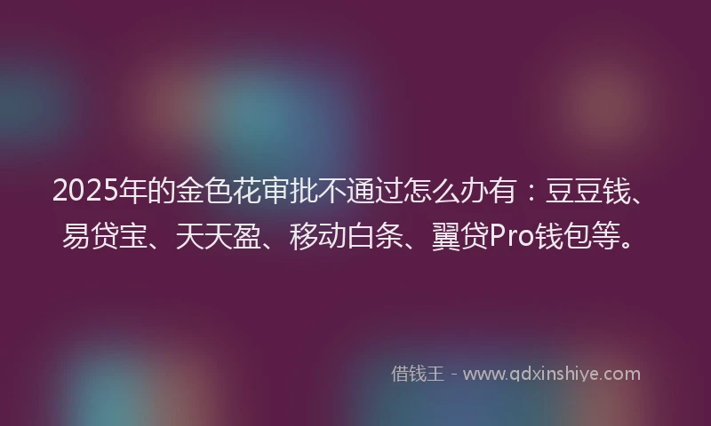 2025年的金色花审批不通过怎么办有：豆豆钱、易贷宝、天天盈、移动白条、翼贷Pro钱包等。
