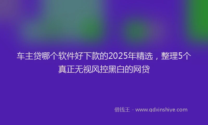 车主贷哪个软件好下款的2025年精选，整理5个真正无视风控黑白的网贷
