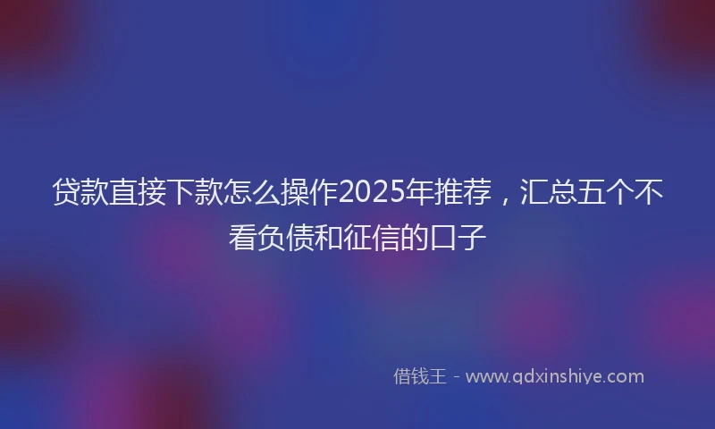 贷款直接下款怎么操作2025年推荐，汇总五个不看负债和征信的口子
