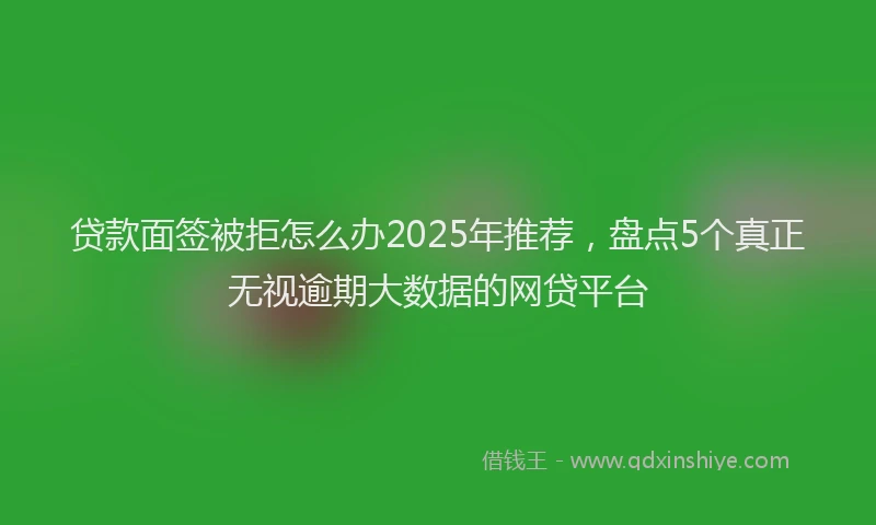 贷款面签被拒怎么办2025年推荐，盘点5个真正无视逾期大数据的网贷平台