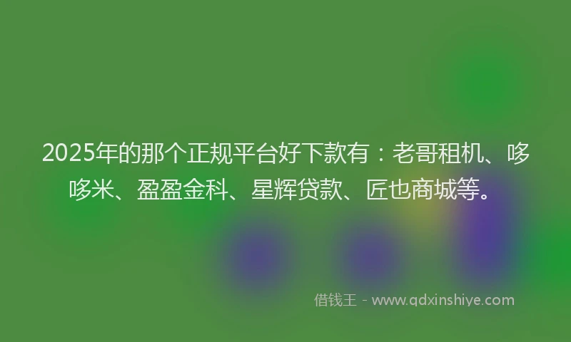 2025年的那个正规平台好下款有：老哥租机、哆哆米、盈盈金科、星辉贷款、匠也商城等。