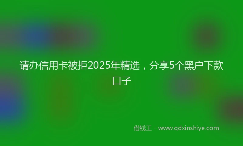 请办信用卡被拒2025年精选，分享5个黑户下款口子