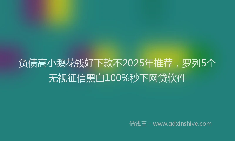 负债高小鹅花钱好下款不2025年推荐，罗列5个无视征信黑白100%秒下网贷软件