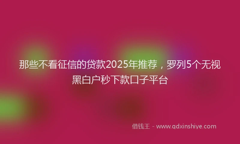 那些不看征信的贷款2025年推荐，罗列5个无视黑白户秒下款口子平台