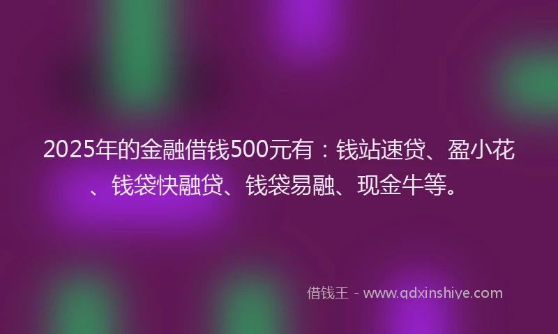 2025年的金融借钱500元有：钱站速贷、盈小花、钱袋快融贷、钱袋易融、现金牛等。