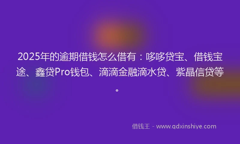 2025年的逾期借钱怎么借有：哆哆贷宝、借钱宝途、鑫贷Pro钱包、滴滴金融滴水贷、紫晶信贷等。