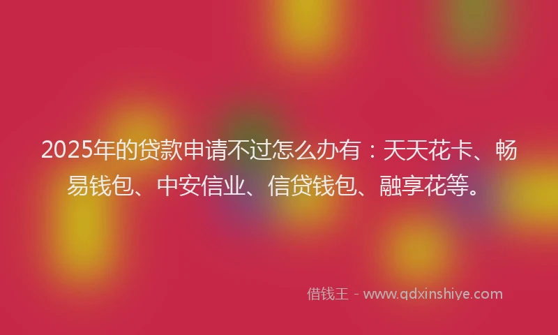 2025年的贷款申请不过怎么办有：天天花卡、畅易钱包、中安信业、信贷钱包、融享花等。