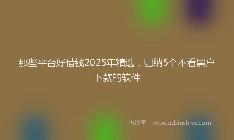 那些平台好借钱2025年精选，归纳5个不看黑户下款的软件