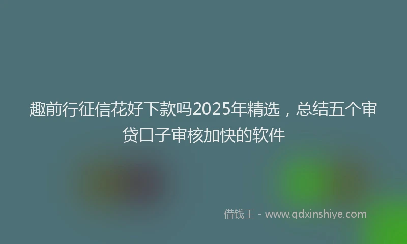 趣前行征信花好下款吗2025年精选，总结五个审贷口子审核加快的软件