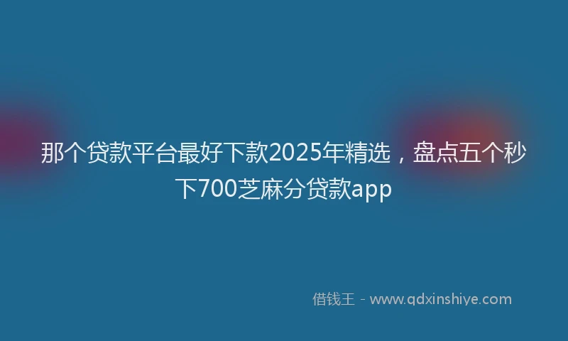 那个贷款平台最好下款2025年精选，盘点五个秒下700芝麻分贷款app