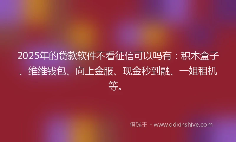 2025年的贷款软件不看征信可以吗有：积木盒子、维维钱包、向上金服、现金秒到融、一姐租机等。