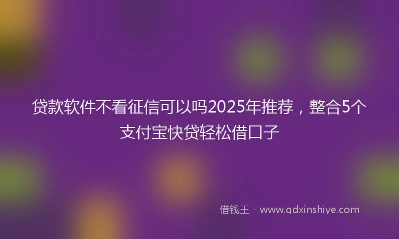 贷款软件不看征信可以吗2025年推荐，整合5个支付宝快贷轻松借口子