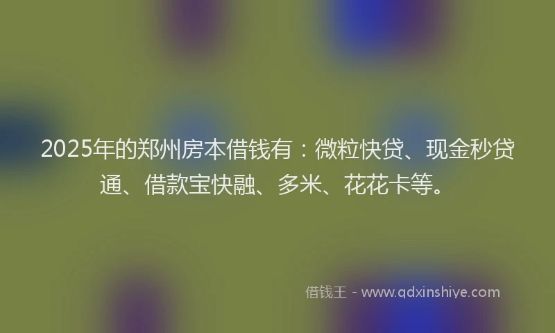 2025年的郑州房本借钱有：微粒快贷、现金秒贷通、借款宝快融、多米、花花卡等。