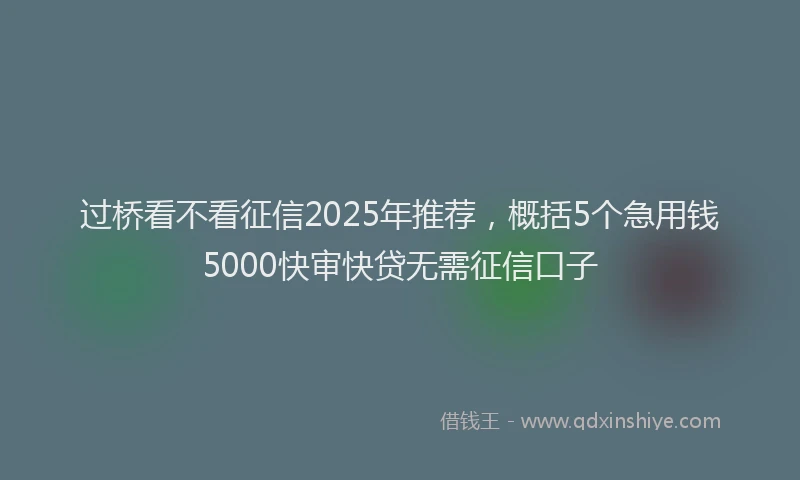 过桥看不看征信2025年推荐，概括5个急用钱5000快审快贷无需征信口子