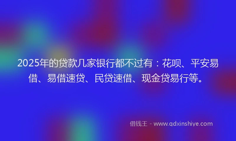 2025年的贷款几家银行都不过有：花呗、平安易借、易借速贷、民贷速借、现金贷易行等。