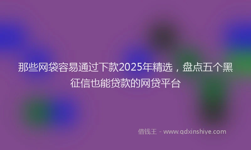 那些网袋容易通过下款2025年精选，盘点五个黑征信也能贷款的网贷平台